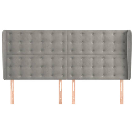 sengegavl med kanter 203x23x118/128 cm fløjl lysegrå