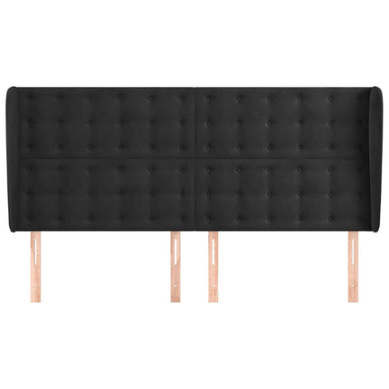 sengegavl med kanter 203x23x118/128 cm fløjl sort