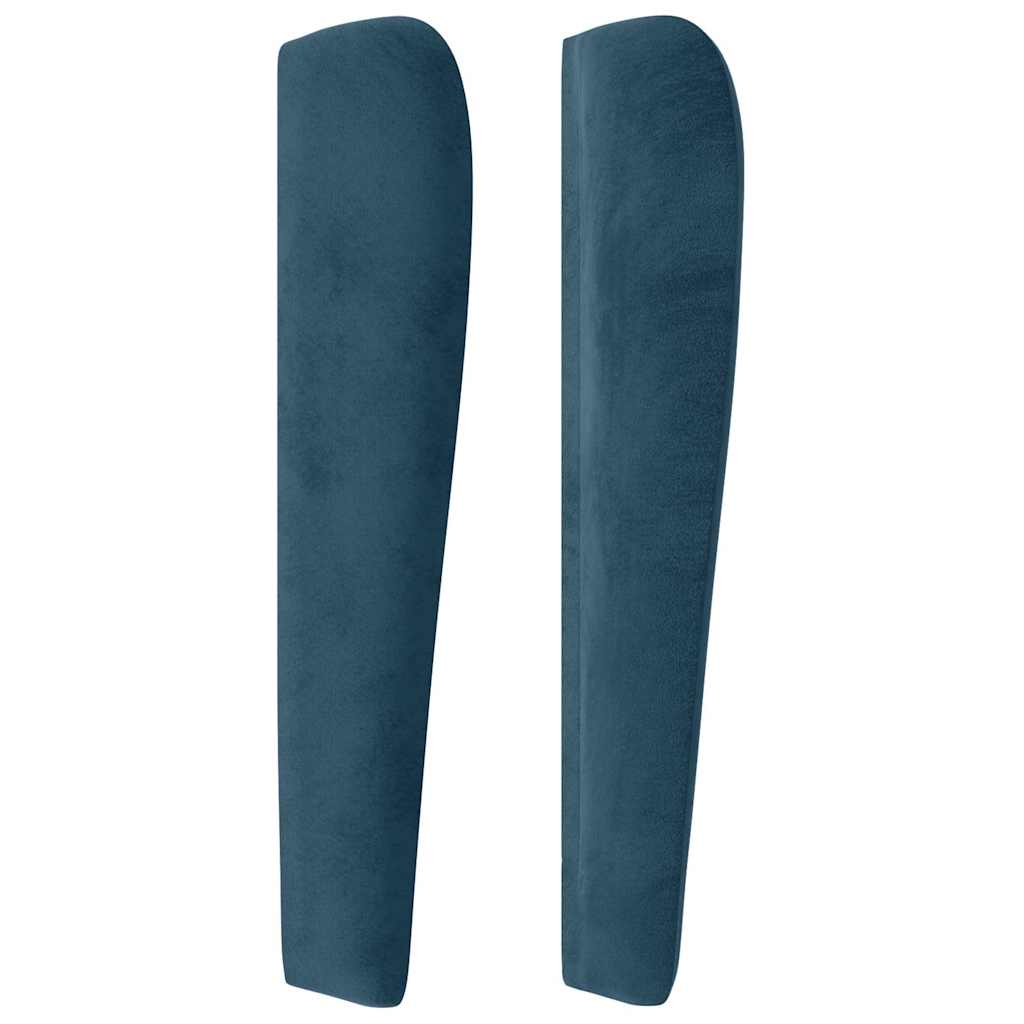 sengegavl med kanter 203x23x118/128 cm fløjl mørkeblå
