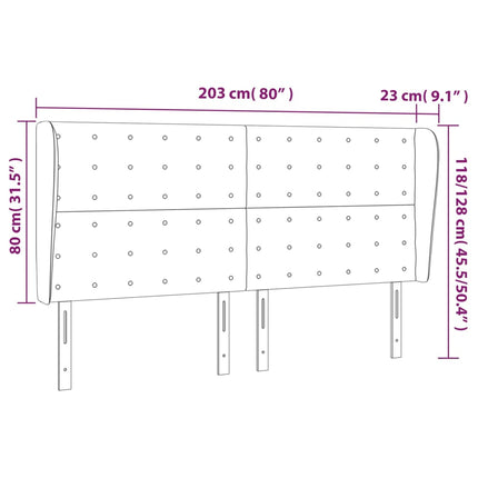 sengegavl med kanter 203x23x118/128 cm fløjl lyserød