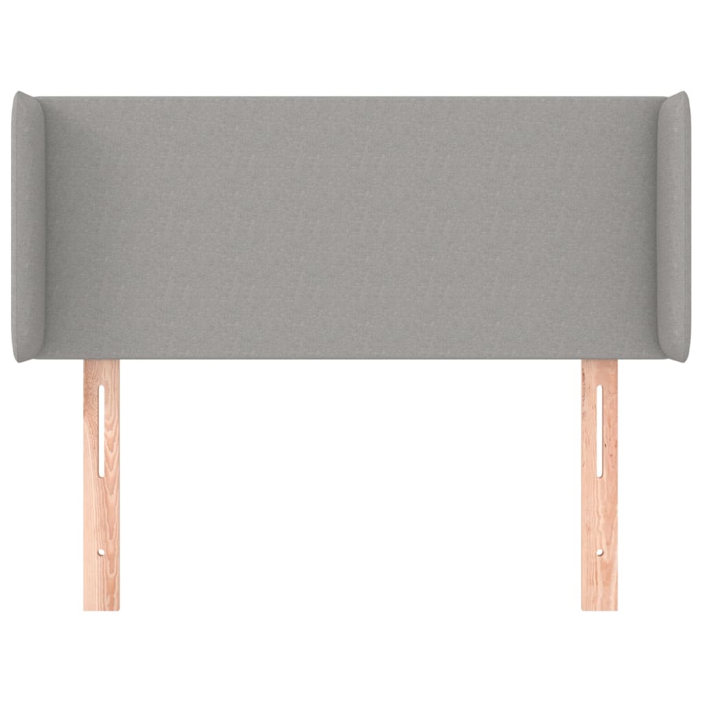 sengegavl med kanter 83x16x78/128 cm stof lysegrå