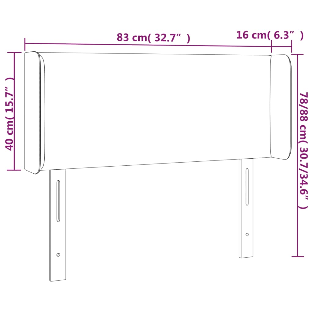 sengegavl med kanter 83x16x78/128 cm stof gråbrun