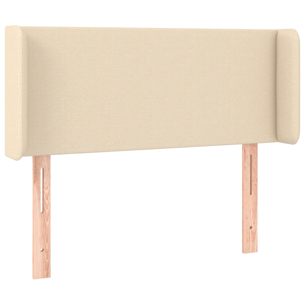 sengegavl med kanter 83x16x78/128 cm stof cremefarvet