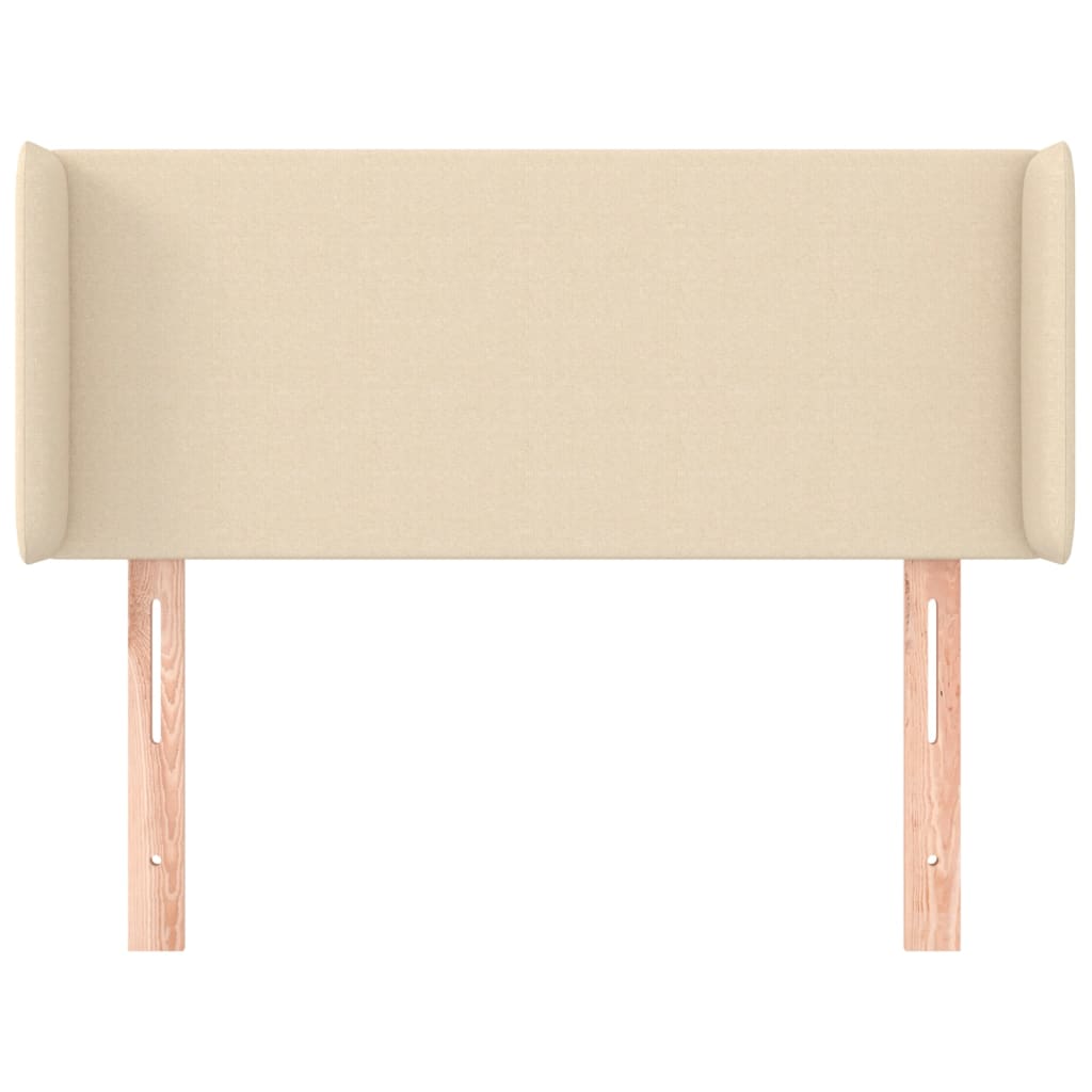sengegavl med kanter 93x16x78/88 cm stof cremefarvet