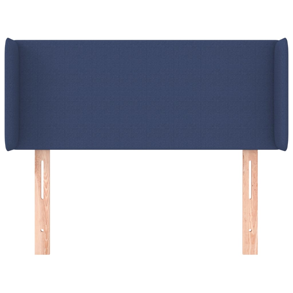 sengegavl med kanter 103x16x78/88 cm stof blå