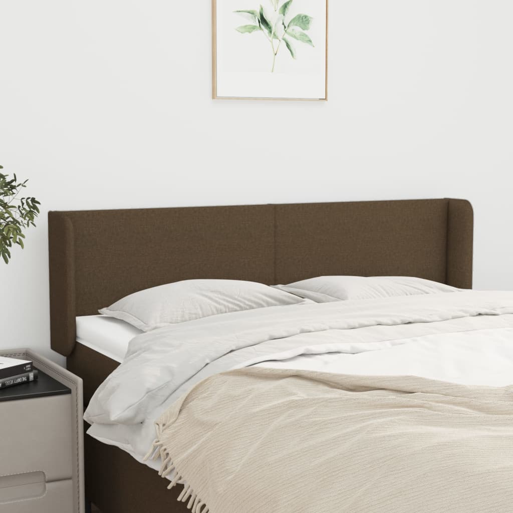 sengegavl med kanter 147x16x78/88 cm stof mørkebrun