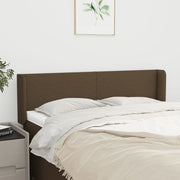 sengegavl med kanter 147x16x78/88 cm stof mørkebrun