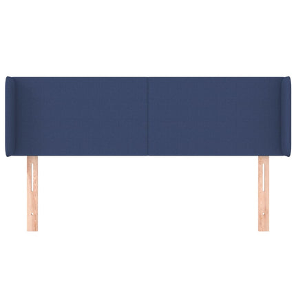 sengegavl med kanter 147x16x78/88 cm stof blå