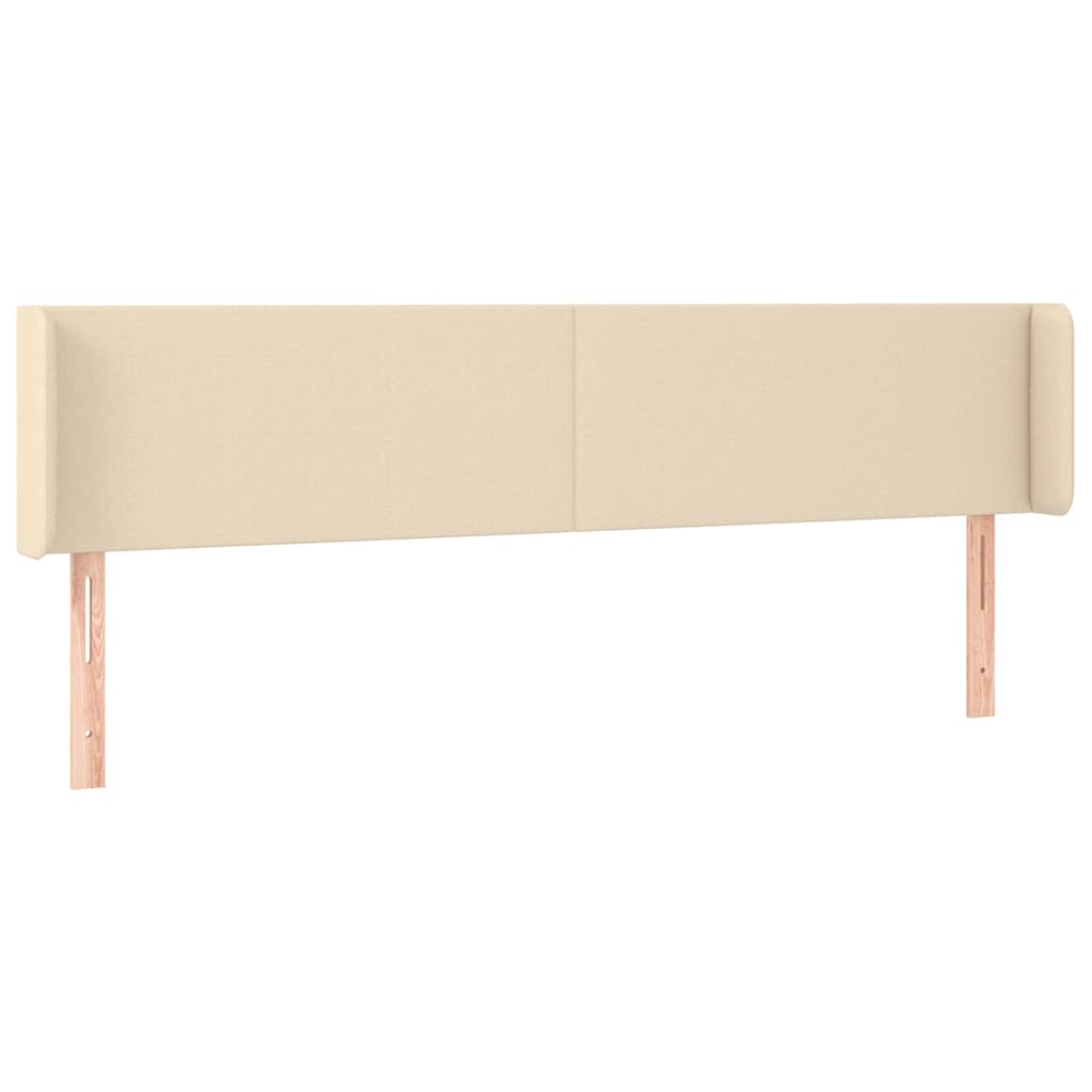 sengegavl med kanter 163x16x78/88 cm stof cremefarvet
