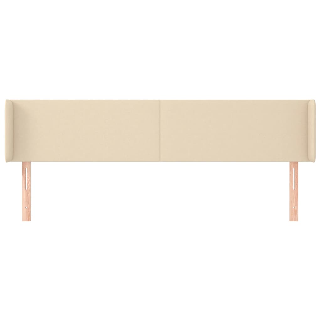 sengegavl med kanter 163x16x78/88 cm stof cremefarvet