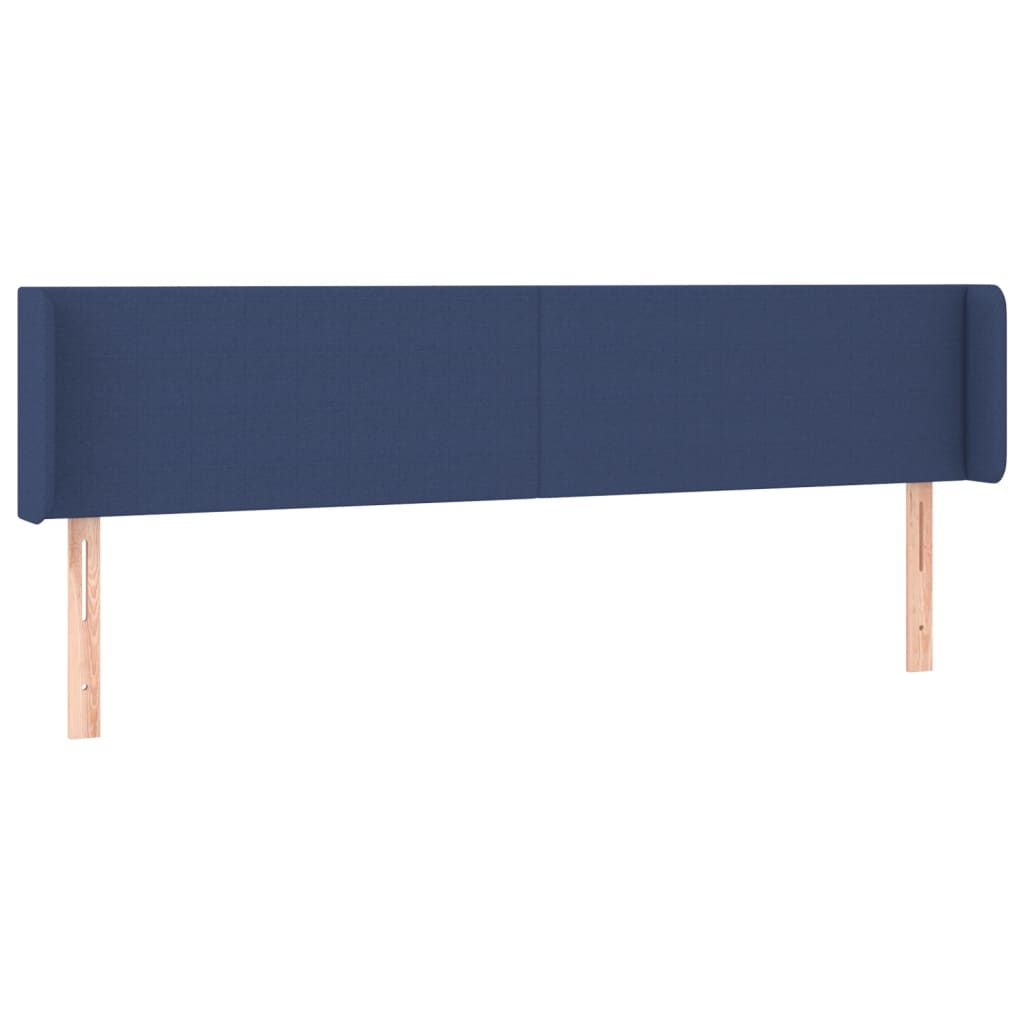 sengegavl med kanter 163x16x78/88 cm stof blå