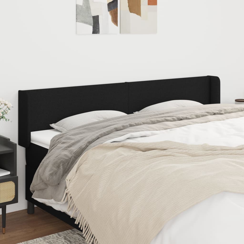 sengegavl med kanter 183x16x78/88 cm stof sort