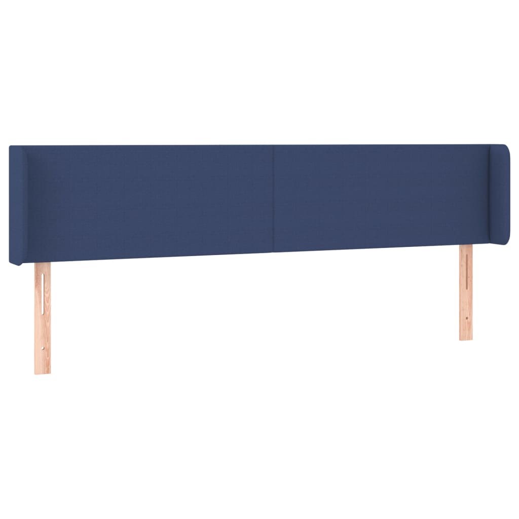 sengegavl med kanter 183x16x78/88 cm stof blå
