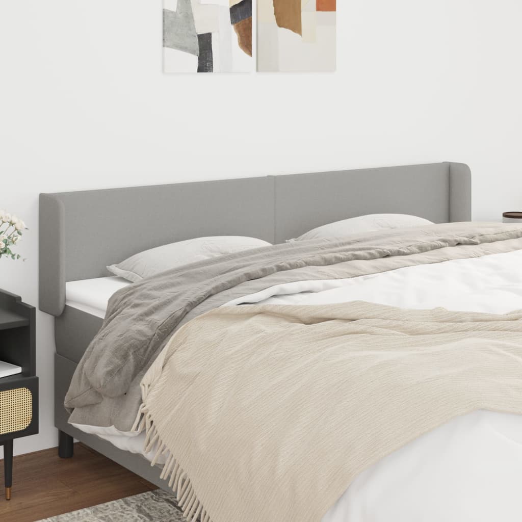 sengegavl med kanter 203x16x78/88 cm stof lysegrå