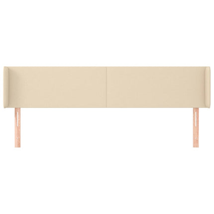 sengegavl med kanter 203x16x78/88 cm stof cremefarvet