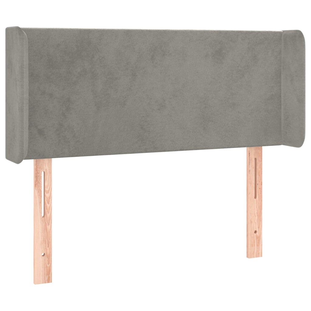 sengegavl med kanter 83x16x78/88 cm fløjl lysegrå