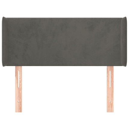 sengegavl med kanter 83x16x78/88 cm fløjl mørkegrå