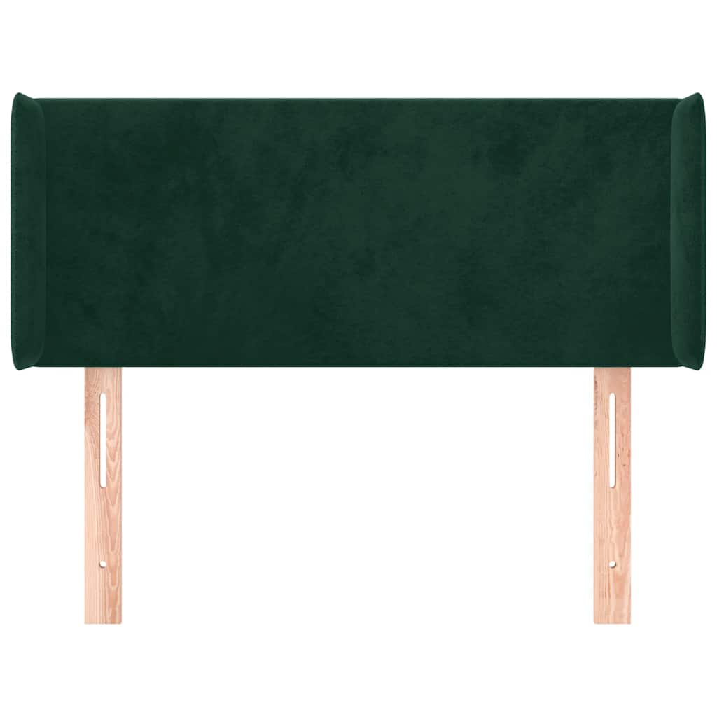 sengegavl med kanter 83x16x78/88 cm fløjl mørkegrøn