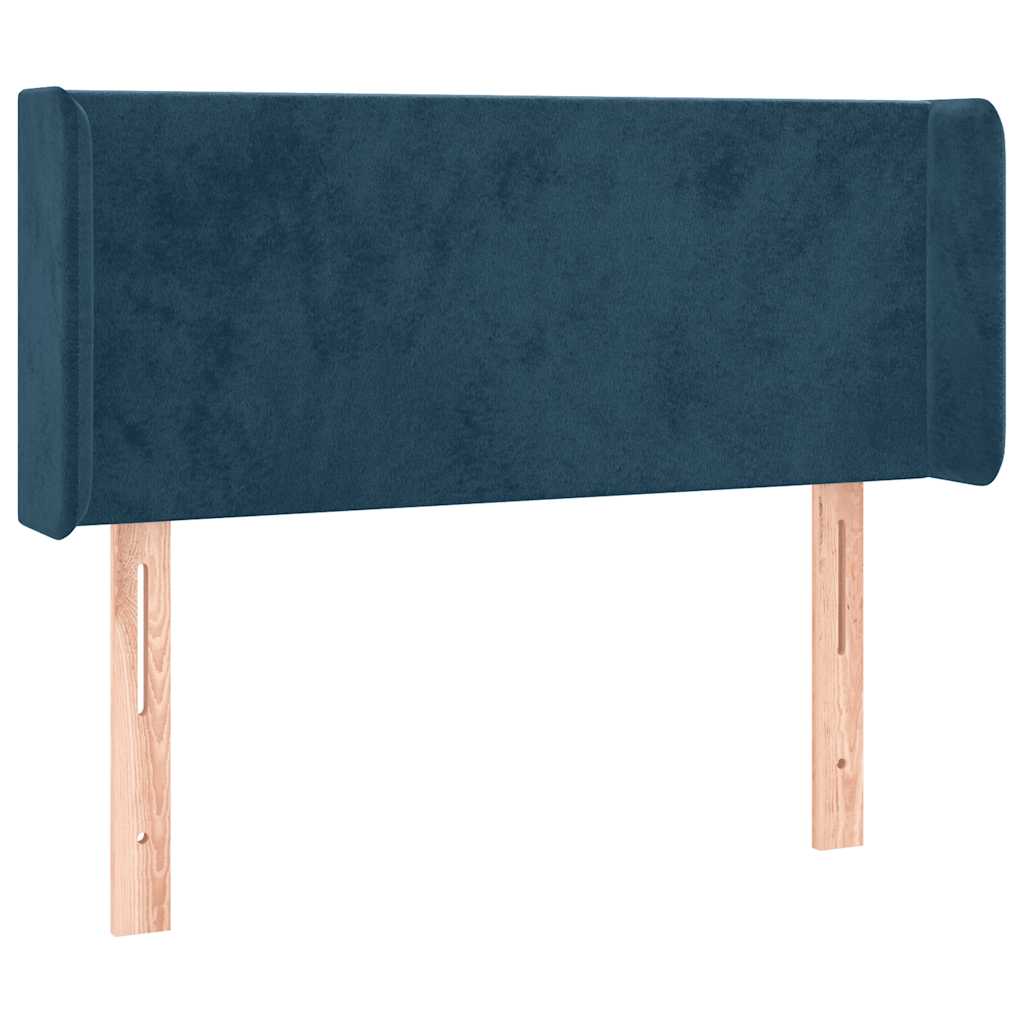 sengegavl med kanter 83x16x78/88 cm fløjl mørkeblå