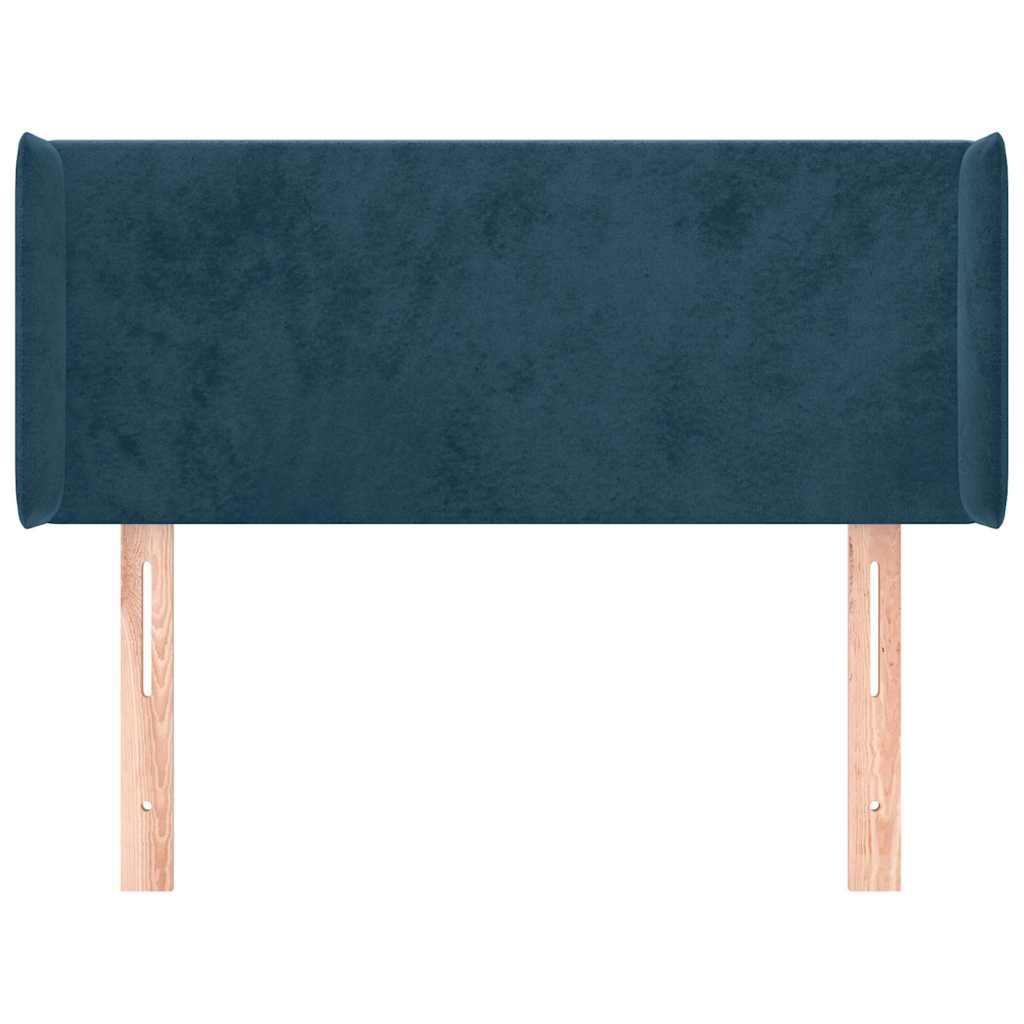 sengegavl med kanter 83x16x78/88 cm fløjl mørkeblå