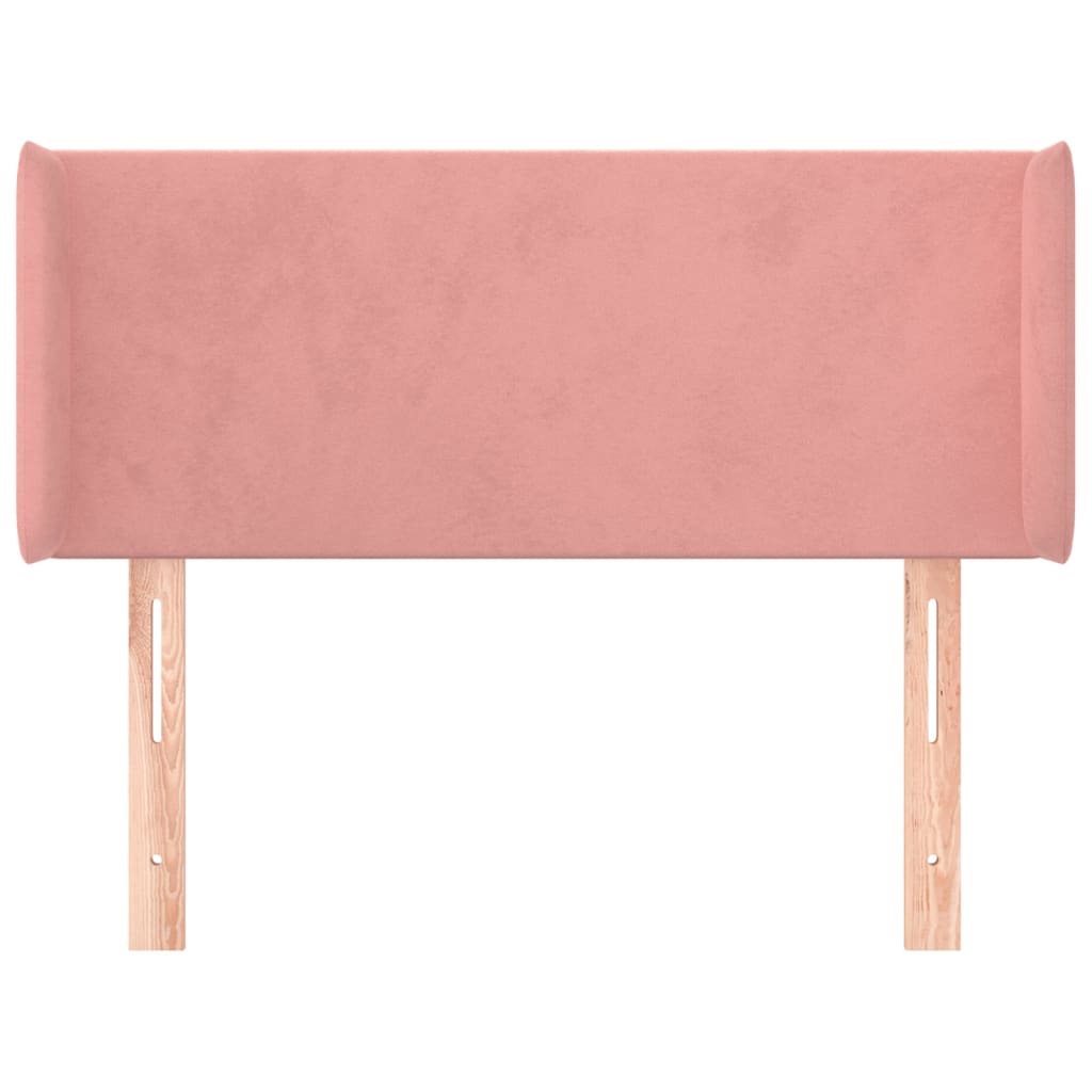 sengegavl med kanter 83x16x78/88 cm fløjl lyserød