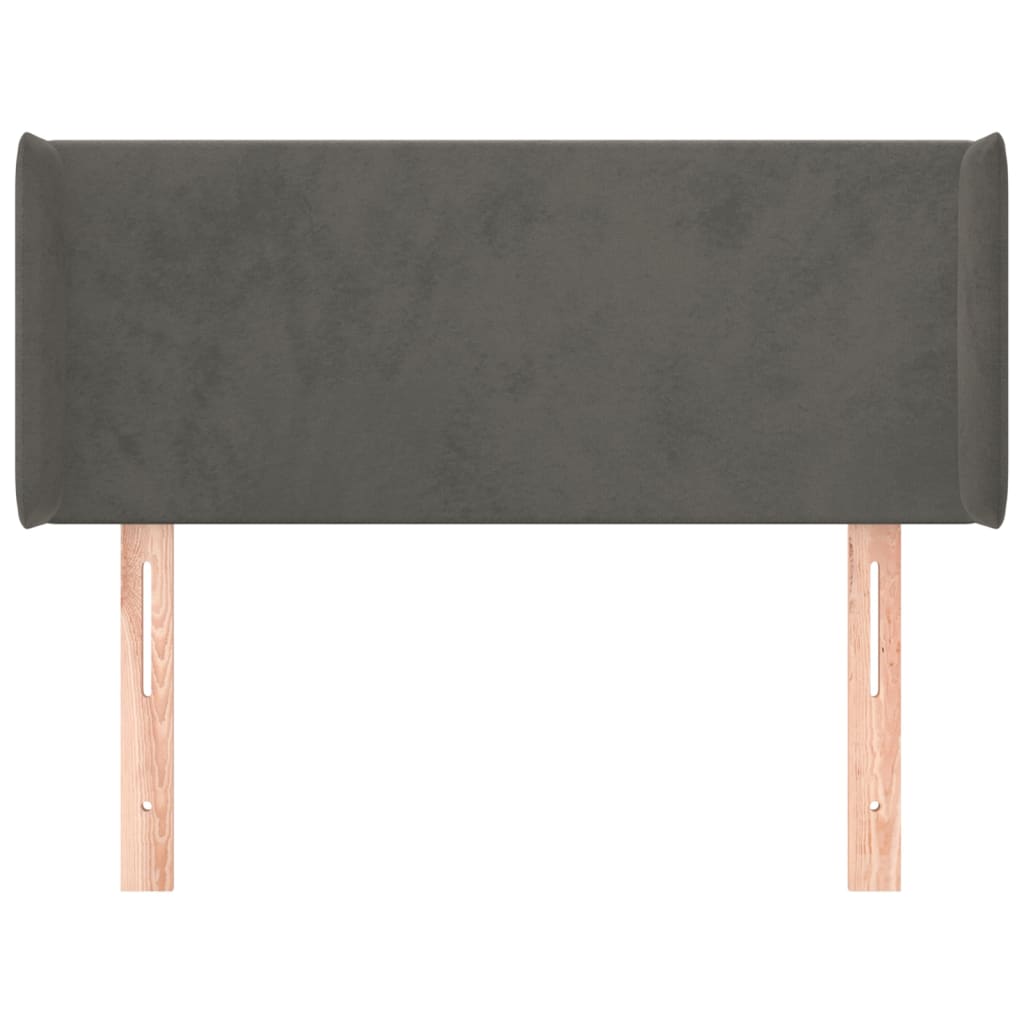 sengegavl med kanter 93x16x78/88 cm fløjl mørkegrå