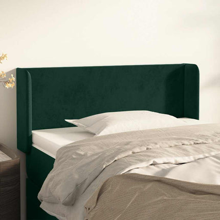 sengegavl med kanter 93x16x78/88 cm fløjl mørkegrøn