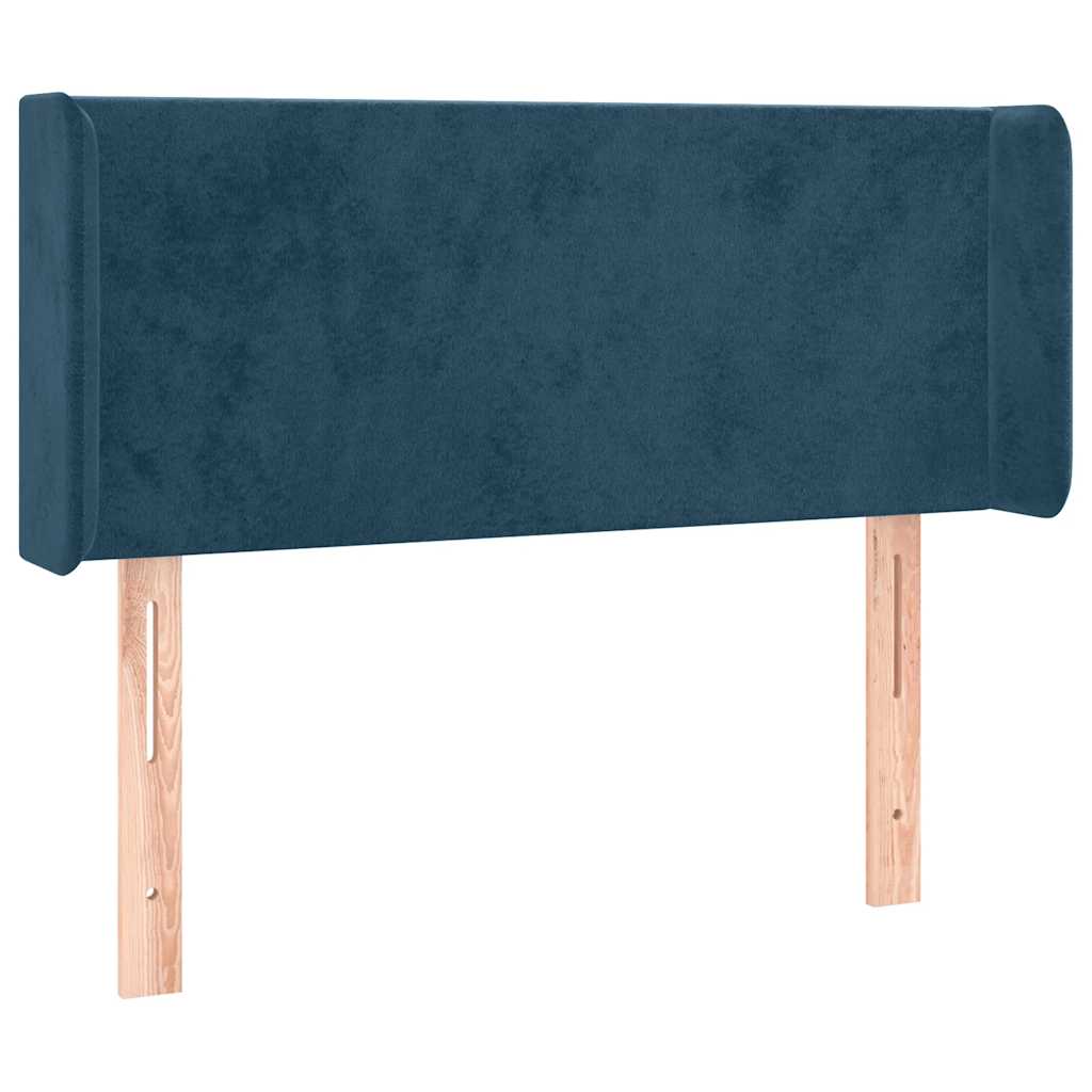 sengegavl med kanter 93x16x78/88 cm fløjl mørkeblå