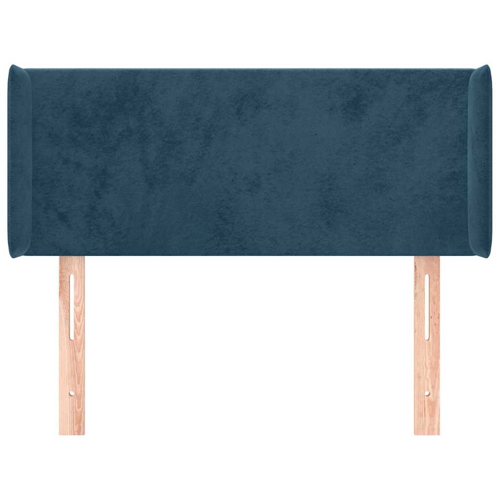sengegavl med kanter 93x16x78/88 cm fløjl mørkeblå