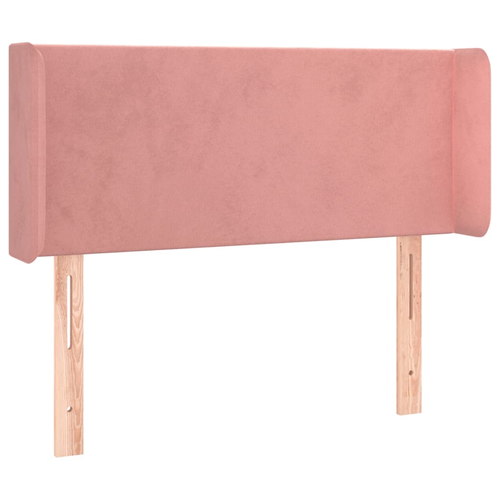 sengegavl med kanter 93x16x78/88 cm fløjl lyserød