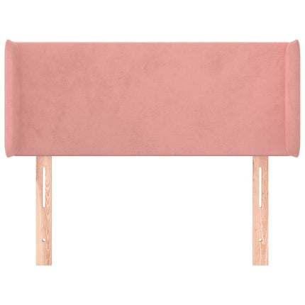 sengegavl med kanter 93x16x78/88 cm fløjl lyserød