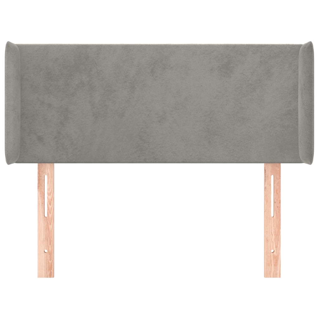 sengegavl med kanter 103x16x78/88 cm fløjl lysegrå