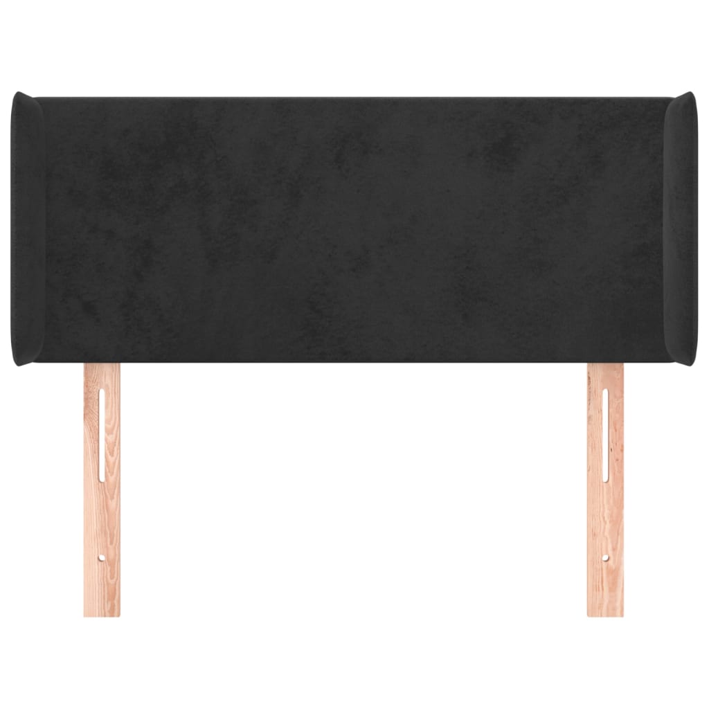 sengegavl med kanter 103x16x78/88 cm fløjl sort