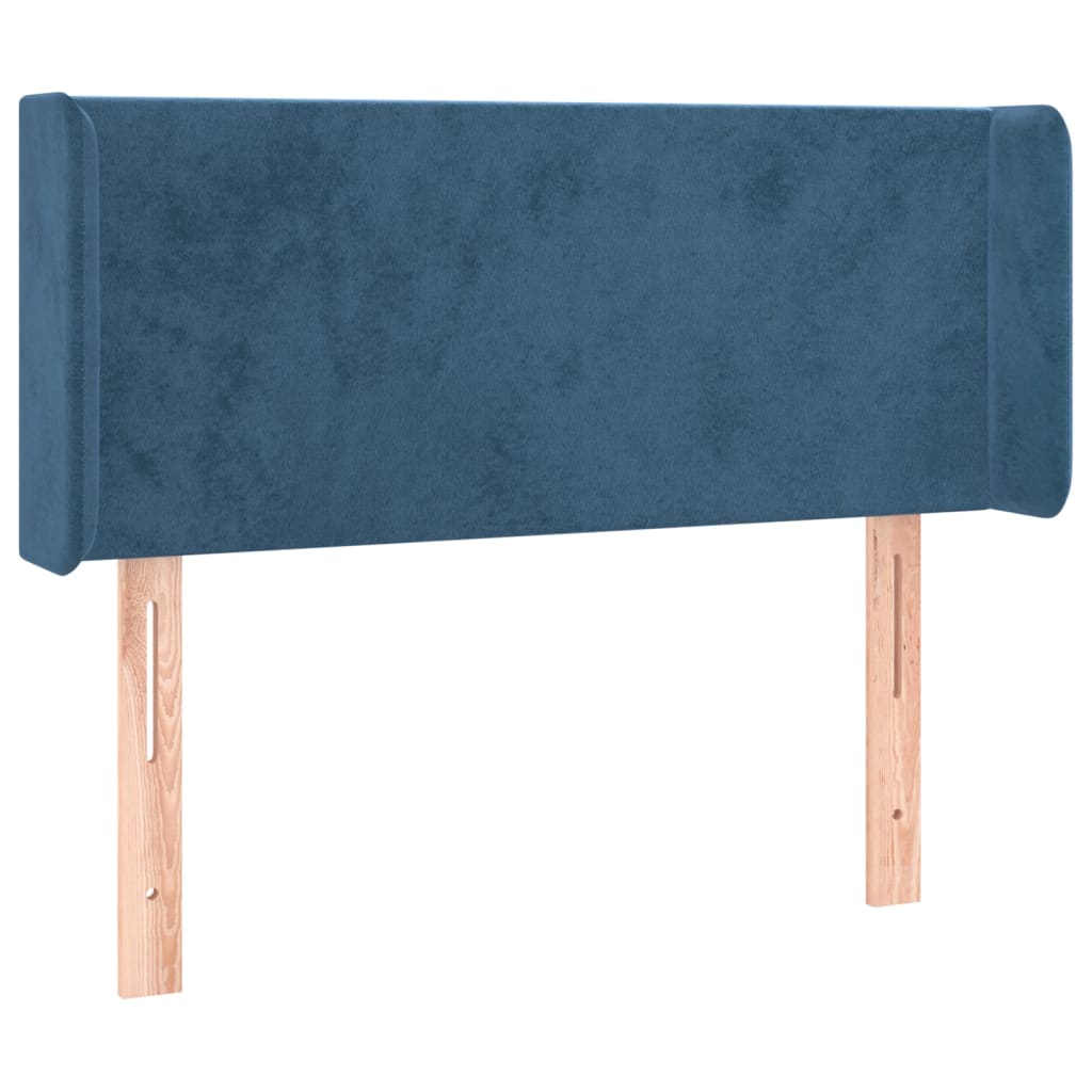 sengegavl med kanter 103x16x78/88 cm fløjl mørkeblå