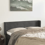sengegavl med kanter 147x16x78/88 cm fløjl mørkegrå
