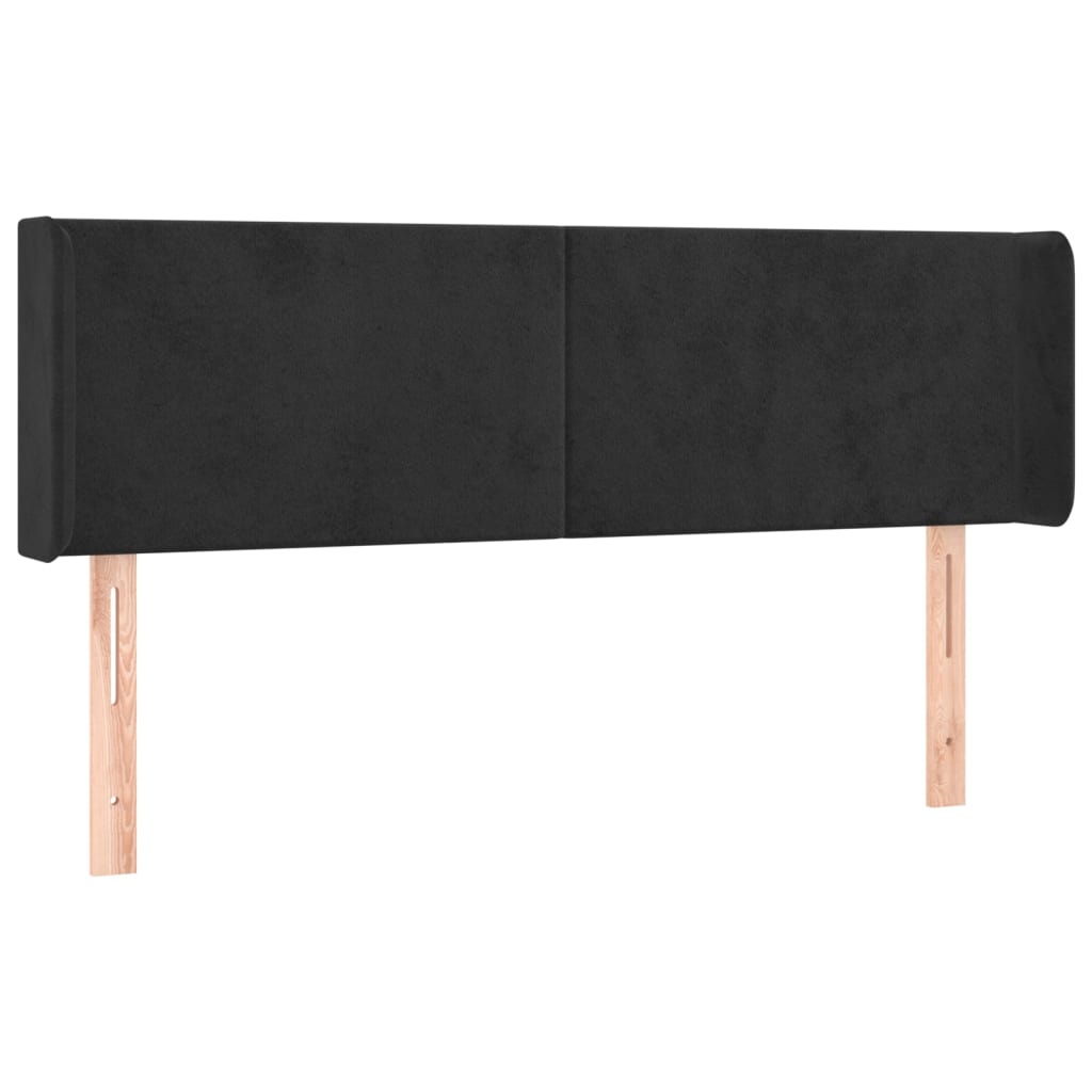sengegavl med kanter 147x16x78/88 cm fløjl sort