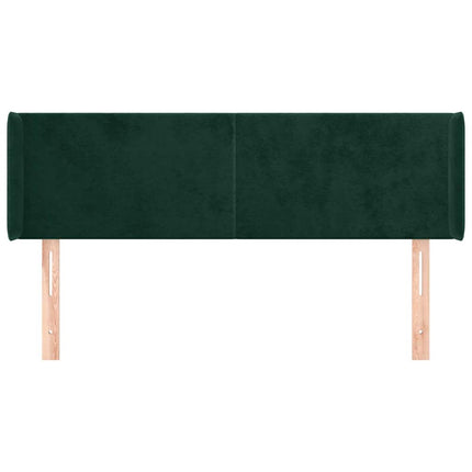 sengegavl med kanter 147x16x78/88 cm fløjl mørkegrøn