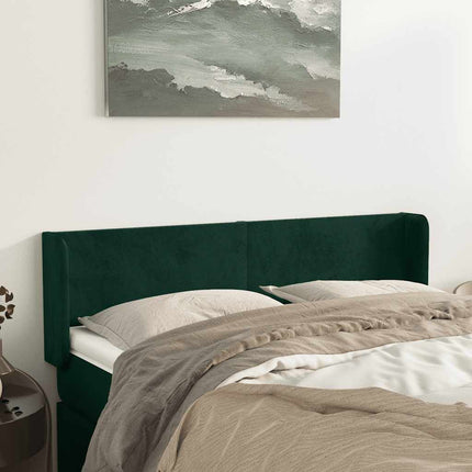 sengegavl med kanter 147x16x78/88 cm fløjl mørkegrøn