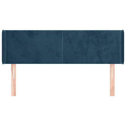 sengegavl med kanter 147x16x78/88 cm fløjl mørkeblå