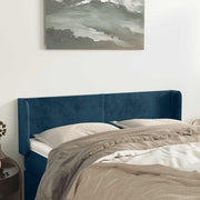 sengegavl med kanter 147x16x78/88 cm fløjl mørkeblå