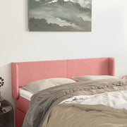 sengegavl med kanter 147x16x78/88 cm fløjl lyserød