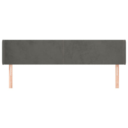 sengegavl med kanter 163x16x78/88 cm fløjl mørkegrå