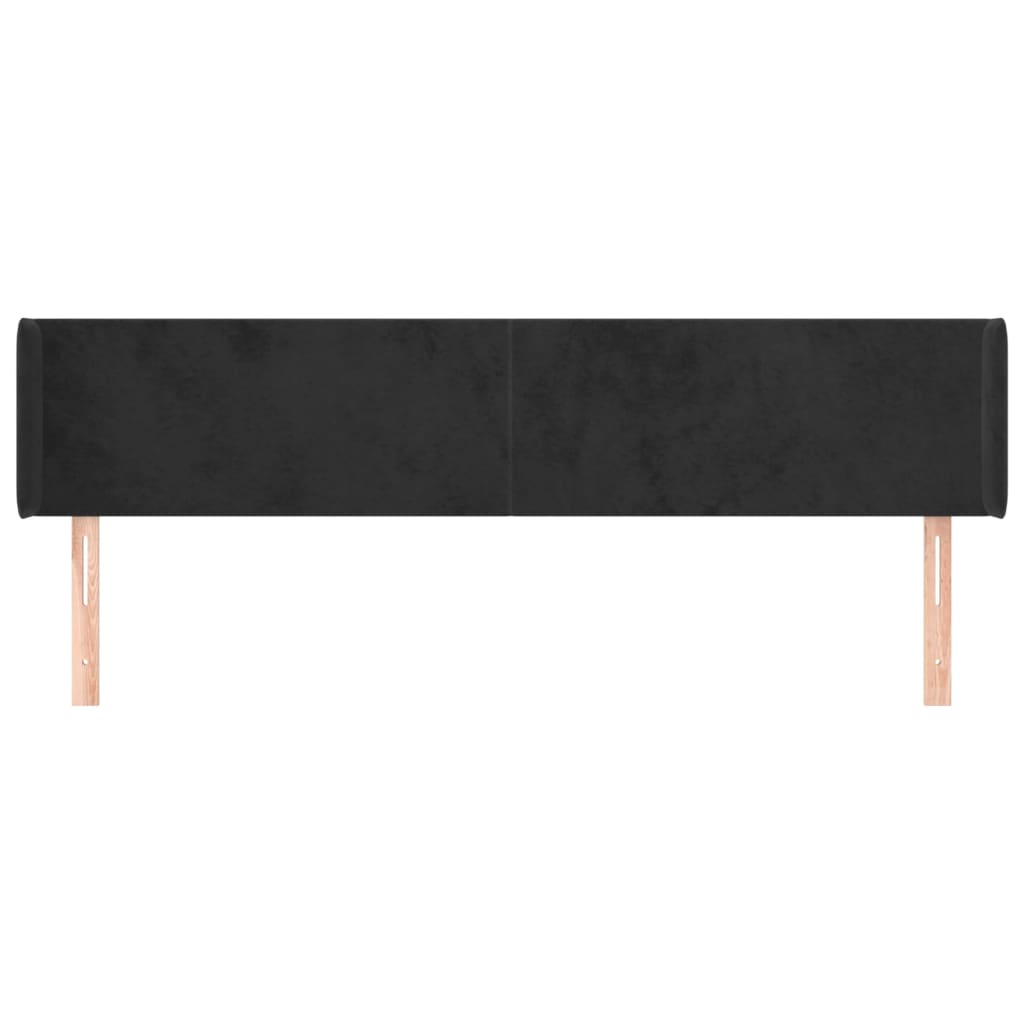 sengegavl med kanter 163x16x78/88 cm fløjl sort