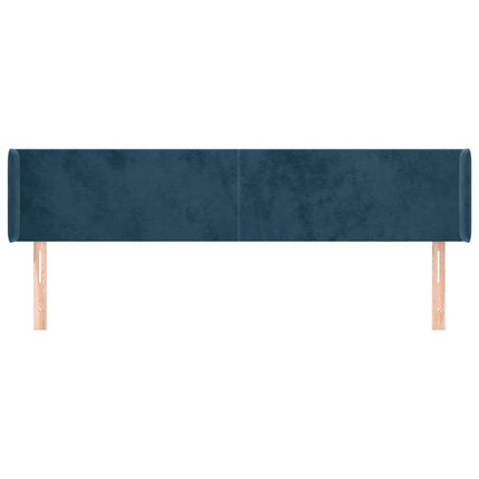 sengegavl med kanter 163x16x78/88 cm fløjl mørkeblå