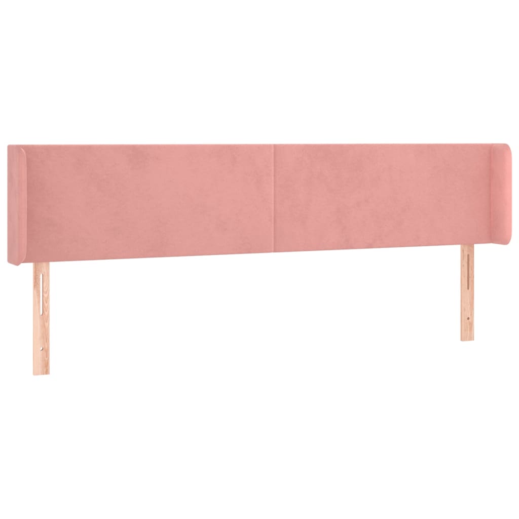 sengegavl med kanter 163x16x78/88 cm fløjl lyserød