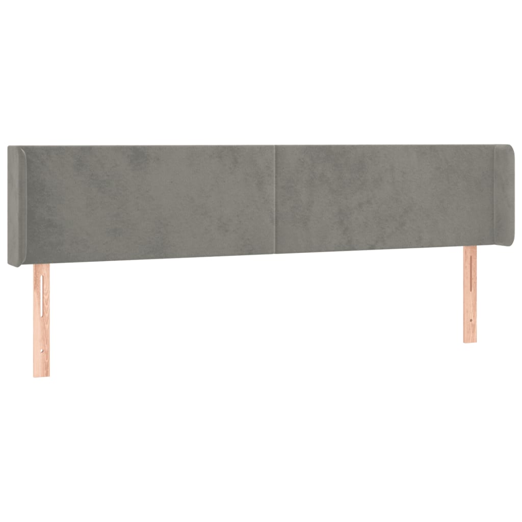 sengegavl med kanter 183x16x78/88 cm fløjl lysegrå