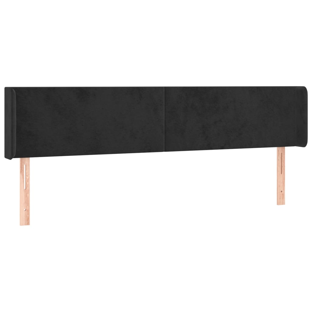 sengegavl med kanter 183x16x78/88 cm fløjl sort