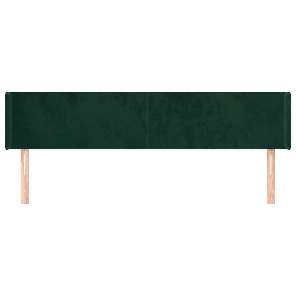 sengegavl med kanter 183x16x78/88 cm fløjl mørkegrøn
