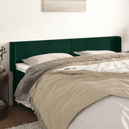sengegavl med kanter 183x16x78/88 cm fløjl mørkegrøn