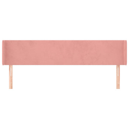 sengegavl med kanter 183x16x78/88 cm fløjl lyserød